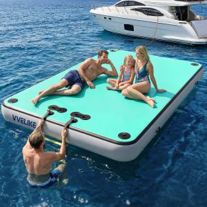 Inflatable Floating Dock, Lake Floats Pool Float Water Island Raft, Inflatable Dock River Floats Inflatable Platform for Yacht, Floating Mat for Lake, Boat Floating Mat for Pool Ocean 5FT/8FT/10FT